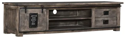 Immagine prodotto di MASSIVMOEBEL24 | mobile TV in legno di Mango 200x55x50 grigio scuro laccato RAILWAY #236