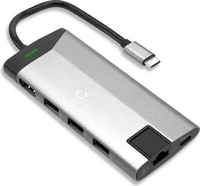 Produktbild von CELLONIC 8-in-1 USB Splitter Hub - USB C auf HDMI Adapter 4K @ 60Hz, USB Typ C, 3x USB A PD 3.0, SD-kaart & Micro SD Reader, Ethernet - USB C Dongle kompatibel mit Mac OS, Windows, Android
