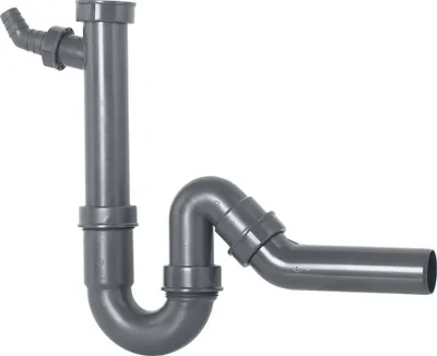Produktbild von CORNAT Rezyklat Röhren-Geruchsverschluss für Spültische - 1 1/2 Zoll x 40 mm - Mit Geräteanschluss & 45° Abzweig - Hergestellt aus recycelten Kunststoffen, T353004R
