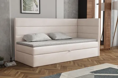 Produktbild von MR GROUP Boxspringbett LUGO 80x200cm rechts beige Einzelbett Bett mit Stauraum Kinderbett Jugendbett Samtstoff, Polsterbett mit Matratze und Topper H3