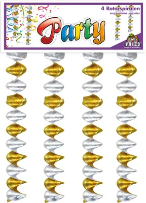 Produktbild von 4 Stück Rotorspiralen Gold Silber 60 cm Karneval Fasching Halloween Party Cosplay