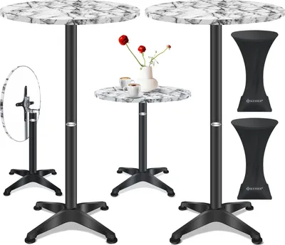 Produktbild von KESSER® 2in1 Stehtisch klappbar Bistrotisch Aluminium Edelstahlplatte | höhenverstellbar | 70cm / 115cm | Partytisch Tisch | In- & Outdoor | Hochzeit | Empfangstisch | Klapptisch inklusive Regencover