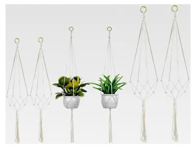 Produktbild von 6 Stück Blumenampel Hängend Innen, Makramee Blumenampel, Hängetopf für Pflanzen 80/90/100 cm, Blumenampel Innen, Makramee Wandbehang für Decken, Balkon und Terrasse