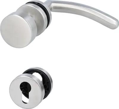 Produktbild von Edelstahl Türdrücker Drückergarnitur Serie Swing Metall Rosettengarnitur Hochhaltefeder Flachknopf