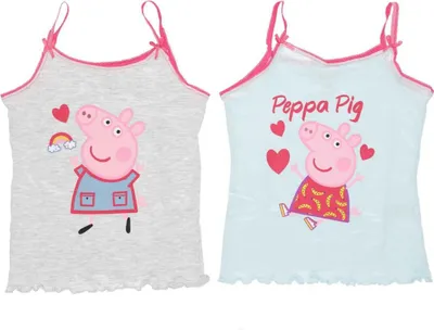 Produktbild von Kinder-Tanktop 2 Stück PEPPA PIG hellgrün/grau - verschiedene Größen Größe: 98 - 104