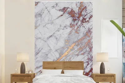 Produktbild von MuchoWow® Fototapete für Wohnzimmer oder Schlafzimmer Wandtapete Vinyl Motivtapete Marmor - Grau - Kupfer - Gold - 170x260 cm - Wohnzimmertapete