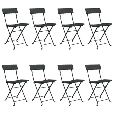 Produktbild von Bistrostühle 8 Stk. Klappbar Schwarz Poly Rattan und Stahl