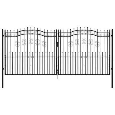 Zdjęcie produktu dla vidaXL Brama ogrodzeniowa z grotami czarna 406x223 cm stalowa