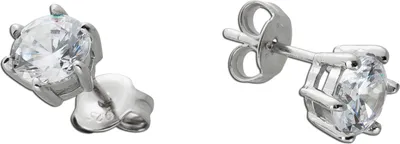 Produktbild von Solitär Ohrstecker Sterling Silber 925 weiße Zirkonia Steine