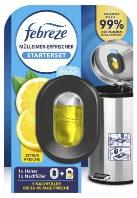 Immagine prodotto di Kit di avvio per deodorante per bidoni della spazzatura Febreze + 1 ricarica, profumo di agrumi freschi