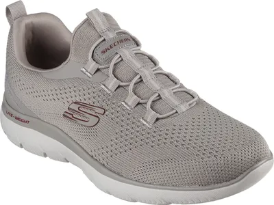 A single gray Skechers shoe is shown against a white background.