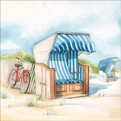 Produktbild von 20 Servietten Day at the Beach - Fahrrad am Strandkorb 33x33cm