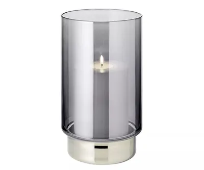 Produktbild von Windlicht Isla (H 21 cm), mundgeblasenes dunkles Kristallglas mit Platinrand