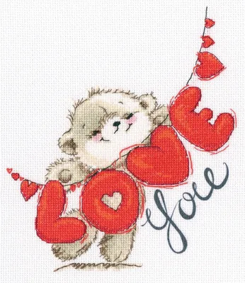 Immagine prodotto di RTO Set punto croce "Ti amo" m70033, motivo a contare con sfondo verdeF680, 24x27 cm