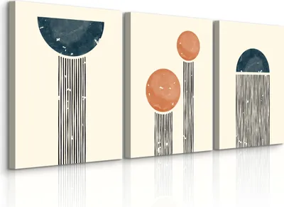 Immagine prodotto di Set di quadri su tela pronti da appendere 3 quadri 30x40cm ABSTRAKTION Motivi geometrici Boho