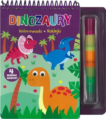 Obrázek produktu pro Dinosauři. Omalovánky, samolepky, 4 neonové fixy
