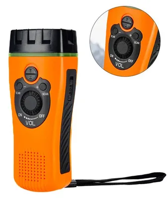 Produktbild von Handkurbel Taschenlampe mit integriertem Radio, LED, tragbar, wiederaufladbar für Camping und Notfall