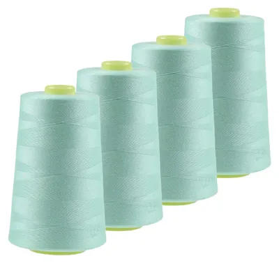 4 x 4572m Overlockgarn Nähgarn Polyester Overlock Garn, pastellblau