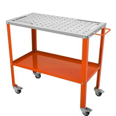 Obrázek produktu pro Svařovací stůl Deluxe- Velký svařovací stůl - Pracovní stůl s nosností 544 kg - Děrovaný stůl z uhlíkové oceli s 94 otvory (1,6 cm)- Mobilní pracovní stůl 91,4 x 45,7 cm.