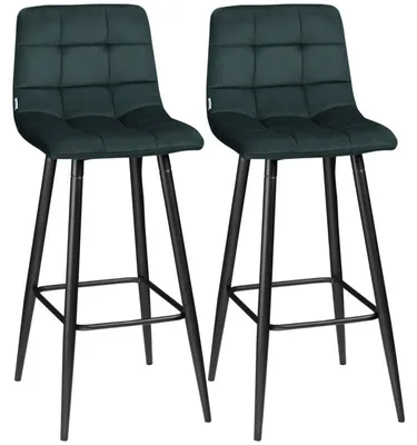 Image de Ensemble de 2 tabourets de bar verts avec dossier | Couleur : Vert | Dimensions : 47 x 42 x 105 cm