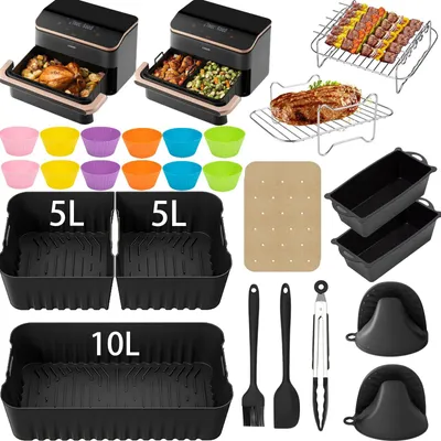 Zubehör für Heißluftfritteuse 10 L, Silikonform, Grillrost, Backformen