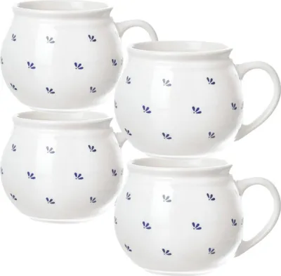 Zdjęcie produktu dla Orion | Kubek do kawy - 4 sztuki - Kubek do picia - ceramiczny - z uchwytem - 190 ml - biały - MODROBILA