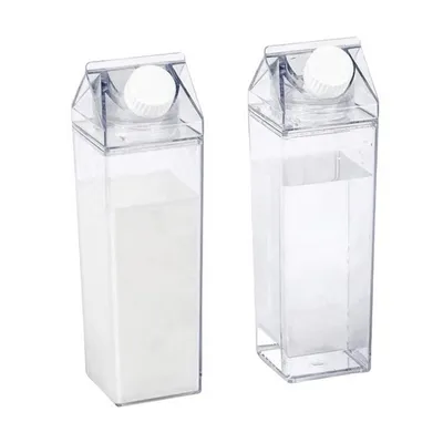 Produktbild von 2x Kunststoff Milchflasche 500 ml Transparent Wiederverwendbar Wasserflasche Saftflasche Milch Flasche Plastikflasche