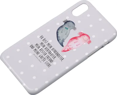 Produktbild von Mr. & Mrs. Panda Iphone 10 Handyhülle Axolotl Freundin - Grau Pastell - Geschenk, Handy, Valentinstag, Hülle, Cover, Lurch, X, Liebe