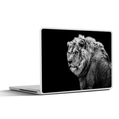 Produktbild von MuchoWow® Laptop Aufkleber Sticker Cover Löwe - Porträt - Wildtiere - Schwarz - Weiß 31x22.5 cm - Laptop-Deko