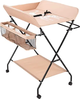 Produktbild von Wickelkommode mit Rollen Klappbare Wickeltisch Wickel Auflage Kombi Mobil Wickeln mit Ablagefächer