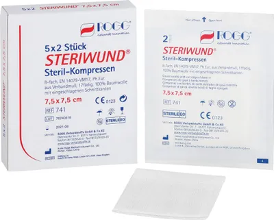 Obrázek produktu pro ROGG STERIWUND 7,5X7,5 8F STERILE KOMPRESSEN, 5X2 St KOM