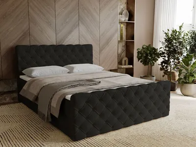 Produktbild von GrainGold Boxspringbett Lunaris 180x200 - Bett mit Matratze und Topper - Boxspringbett mit Bettkasten und Matratze - Boxspringbett Schwarz (Elegance 21)