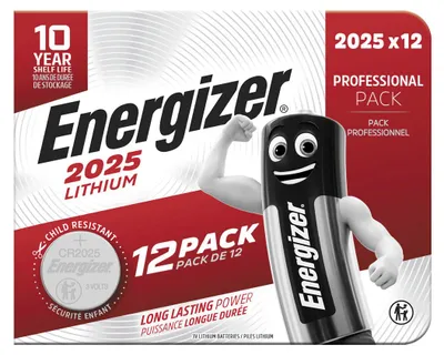 Image de Pile bouton Energizer CR2025, blister de 12