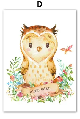 Produktbild von Poster Kinderzimmer Tiere Eule Bär Reh · Name Personalisiert · Kinderzimmer Bilder · Wand Deko · Kunst Druck · Deko Print · ohne Rahmen · Motiv D · 15 × 20 cm
