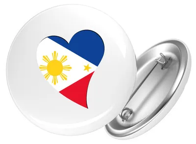 Produktbild von Huuraa Button Philippinen Flagge Herz 59mm rund mit Sicherheitsnadel Ansteckbutton Geschenkidee