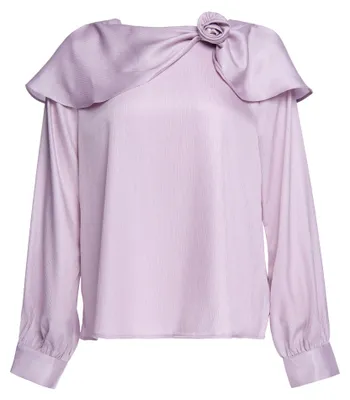 Produktbild von Elegante Damen Bluse lila Größe S mit floralen Ornamenten und Perlen