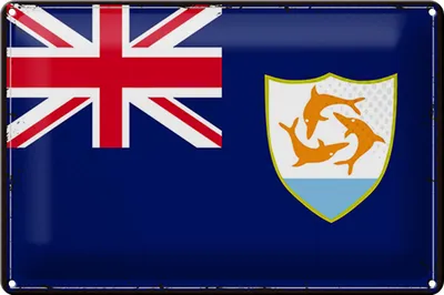 Produktbild von Blechschild Flagge Anguillas 30x20cm Retro Flag of Anguilla