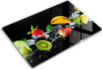 Produktbild von Abdeckung Glas - Küchenabdeckung - 80x52 cm - Abdeckplatte -Früchte im Wasser