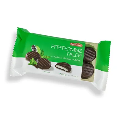 Produktbild von Schluckwerder Pfefferminztaler mit Zartbitterschokolade 250g