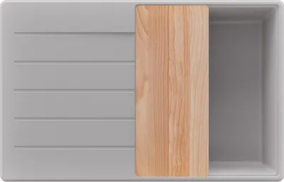 Produktbild von PRIMAGRAN Spülbecken Grau 78x50cm, Granitspüle 1 Becken + Ablauf-Set + Schneidebrett, Küchenspüle ab 50er Unterschrank - Kopenhagen