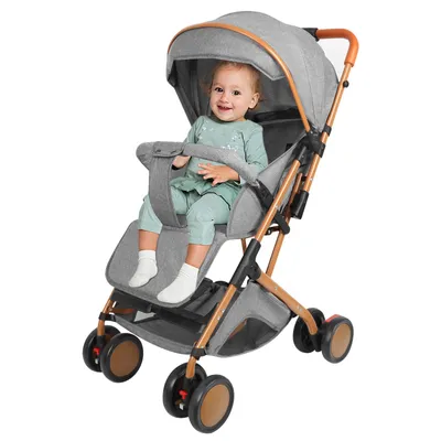 Produktbild von Buggy Kinderwagen zusammen klappbarverstellbare Rückenlehne 0-3 Jahre mit Sonnenschirm grau