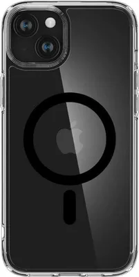 A clear, professional shot of the back of a phone case with a magnetic ring and Apple logo visible.