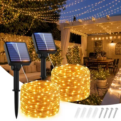 Solar-Lichterkette 34 m, 450 LEDs, warmweiß, IP65