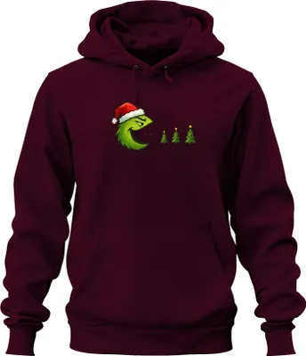 Produktbild von Weihnachtsbaum Fresser Grün frech Weihnachten Geschenk Retro Uni Hoodie Kapuzenpullover, Burgundy, XL