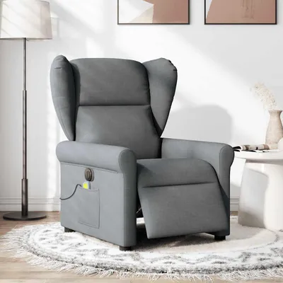 Image de vidaXL Fauteuil de massage électrique Tissu gris foncé