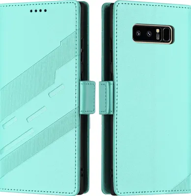 Produktbild von Hülle für Samsung Galaxy Note 8, Kunstleder Brieftaschen Handyhülle mit Kartenfach und Standfunktion Türkis