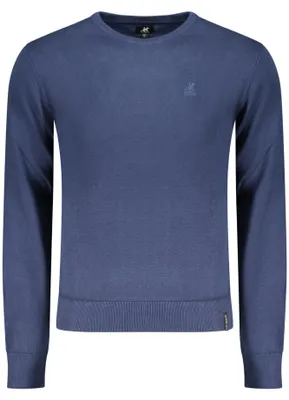 Produktbild von Eleganter Herrenpullover Blau mit Rundhalsausschnitt und Stickerei