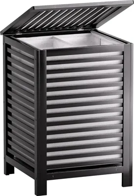 Image de Double panier à linge spacieux - gain de place - 1 pièce - bambou - 47x47x65 cm