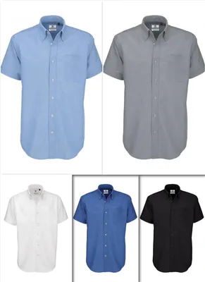 Produktbild von B&C Herren Oxford Kurzarm Hemd - SMO02, Größe:S, Farbe:Blue Chip