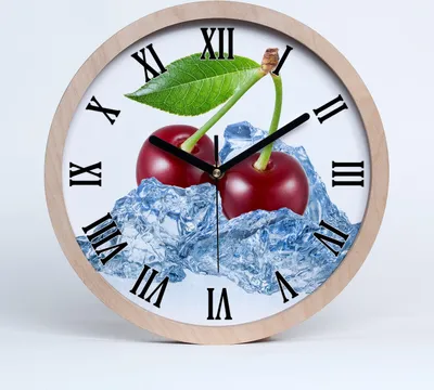 Produktbild von Holzuhr 20fi cm wanduhr - schwarze Spitzen - Kirsche Eis